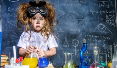 Surprised girl with soot on face in chemistry lab