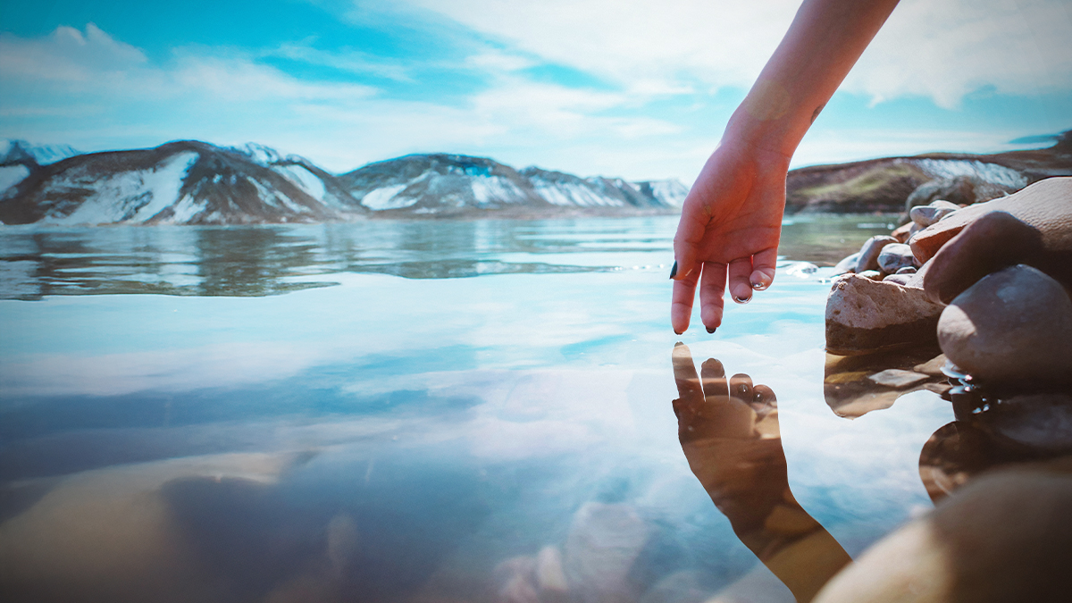 hand in lake