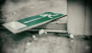 exit sign on the ground