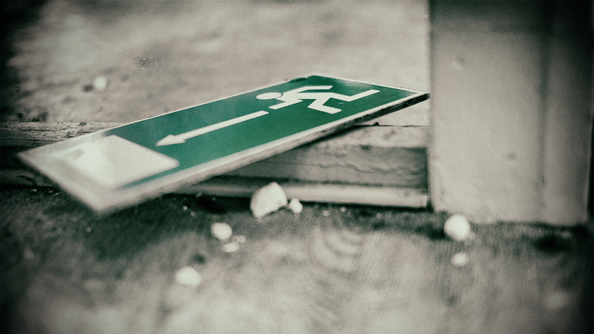 exit sign on the ground